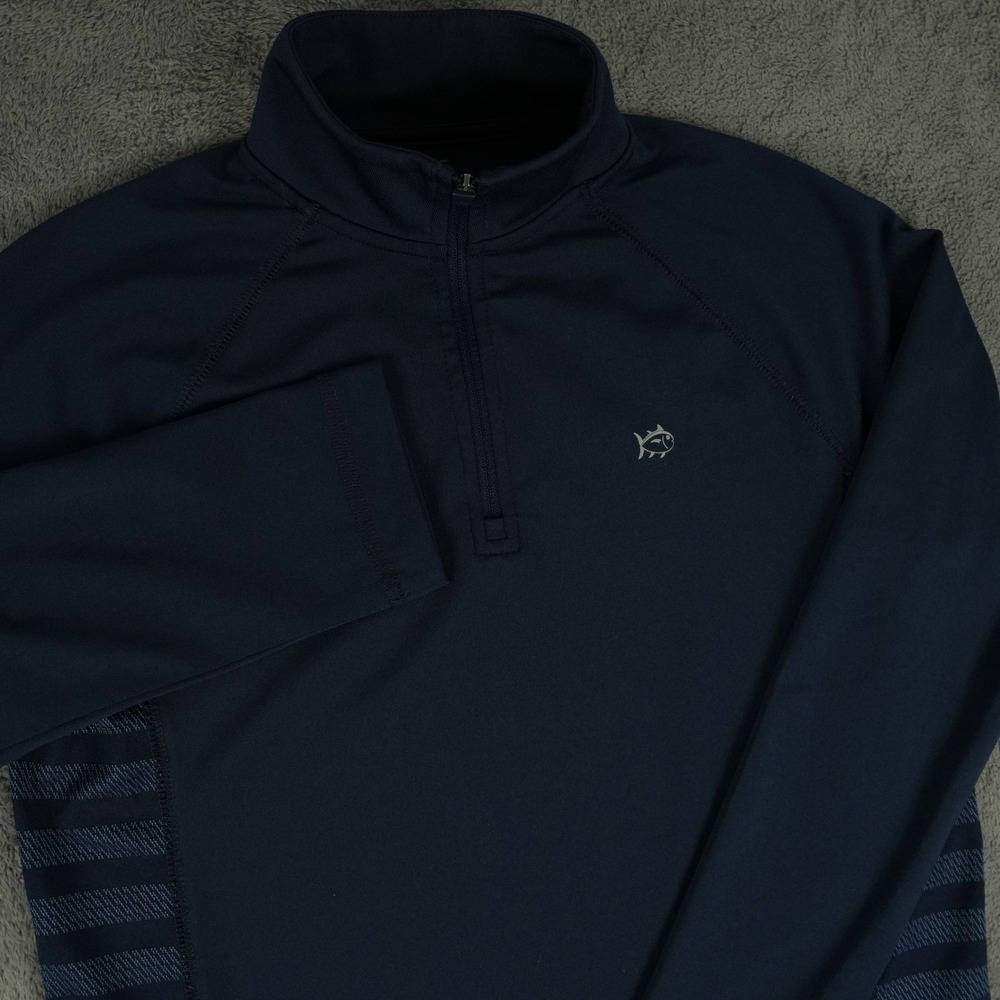 Southern Tide 1/4 Zip Pullover Kids Size M 8-10 Navy Blue Performance Striped
